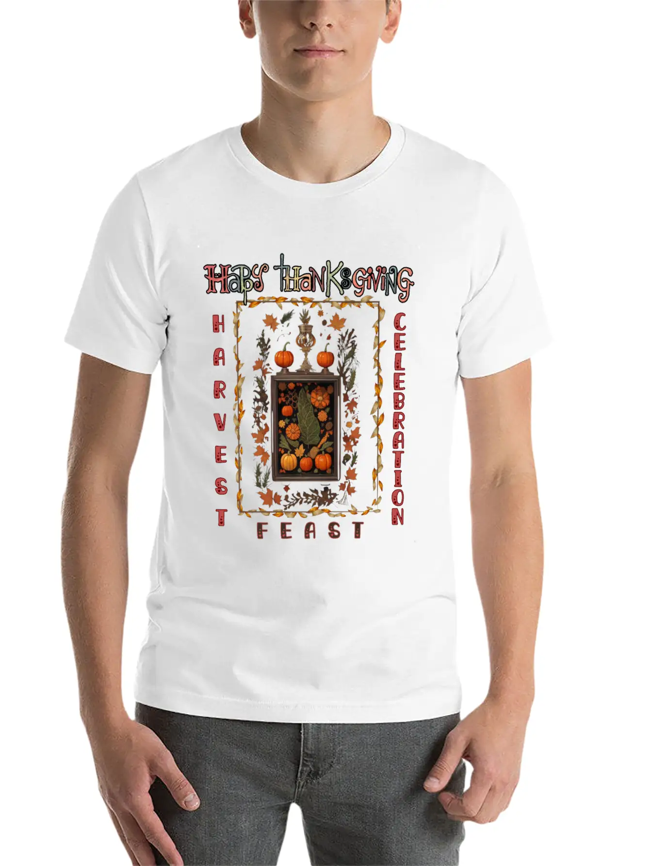 "Harvest Feast Delight" Breathable Graphic T-Shirt – Perfect For Casual Days