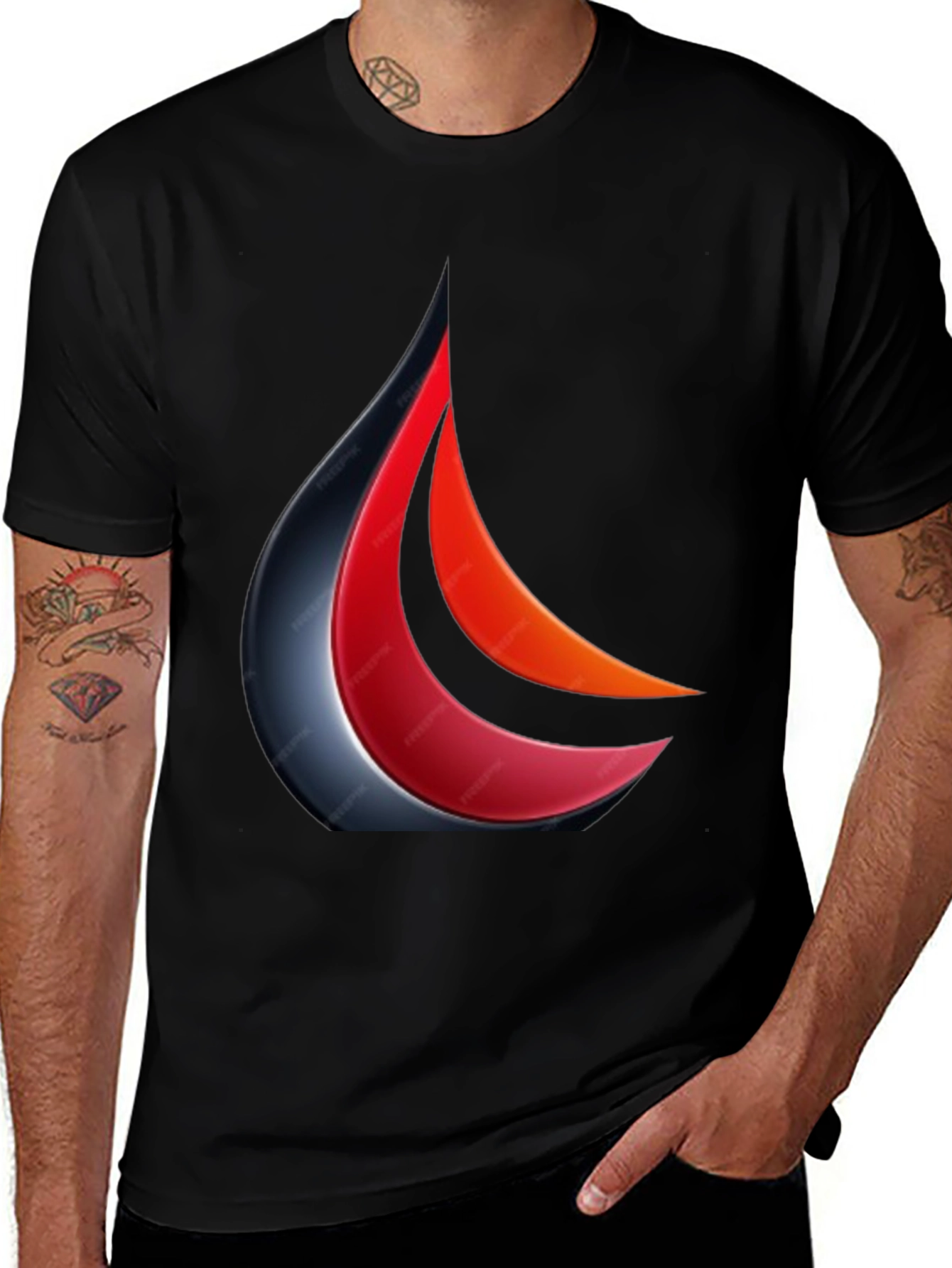 Abstract Flame Graphic T-Shirt - Stylish Mens Tee