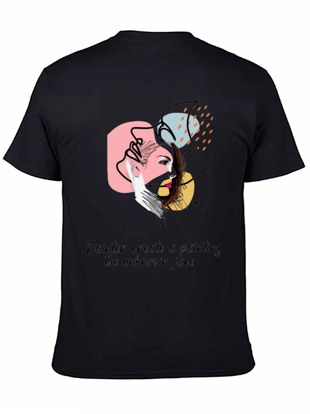 Abstract Face Graphic Tee - Painterly Design