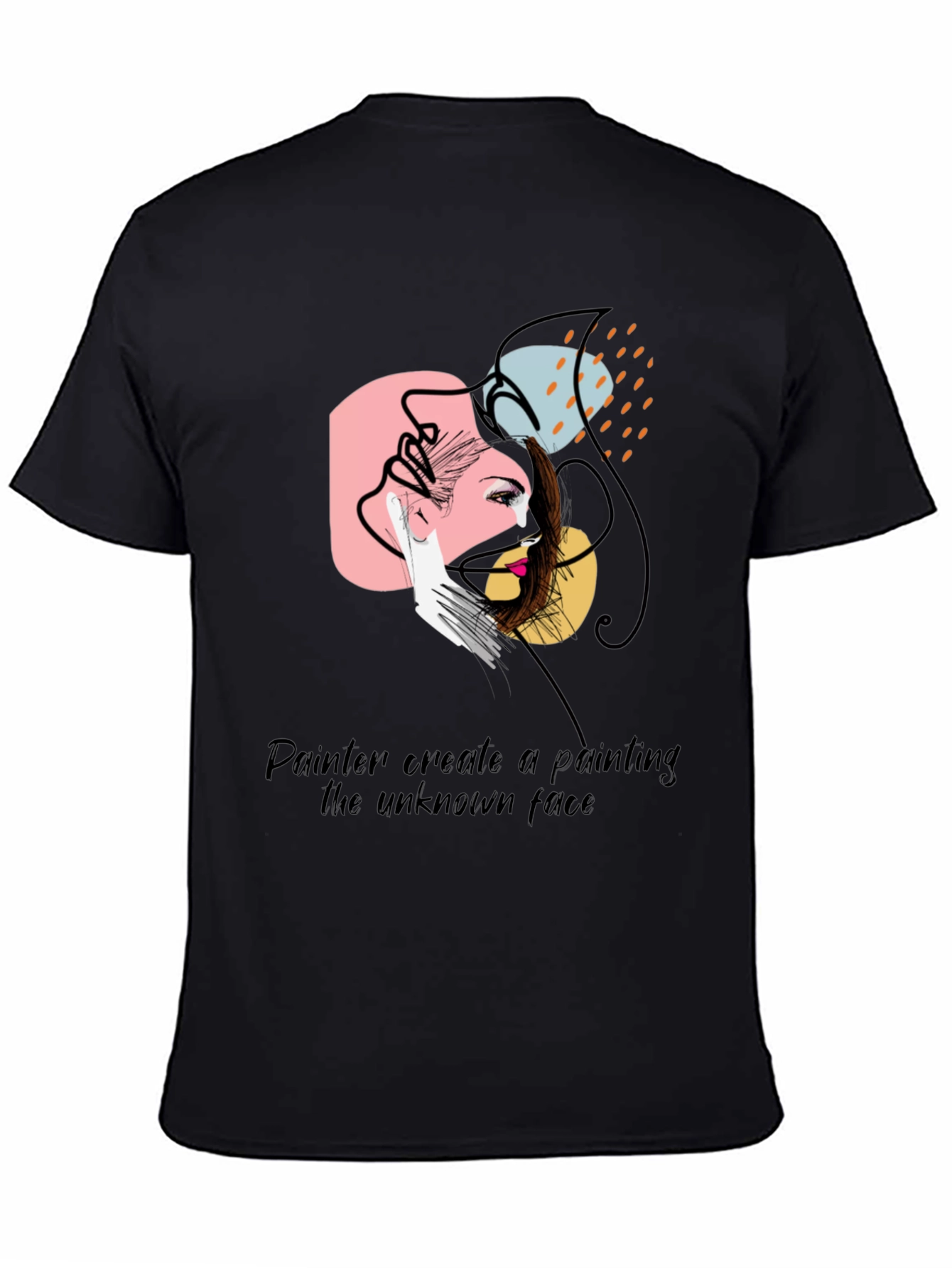 Abstract Face Graphic Tee - Painterly Design