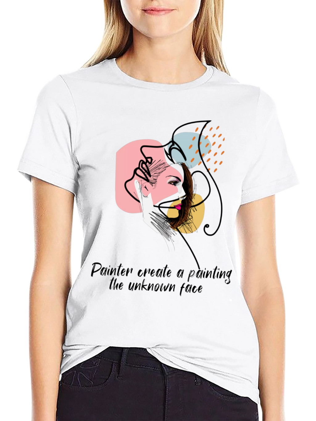 Abstract Face Graphic Tee - Painterly Design