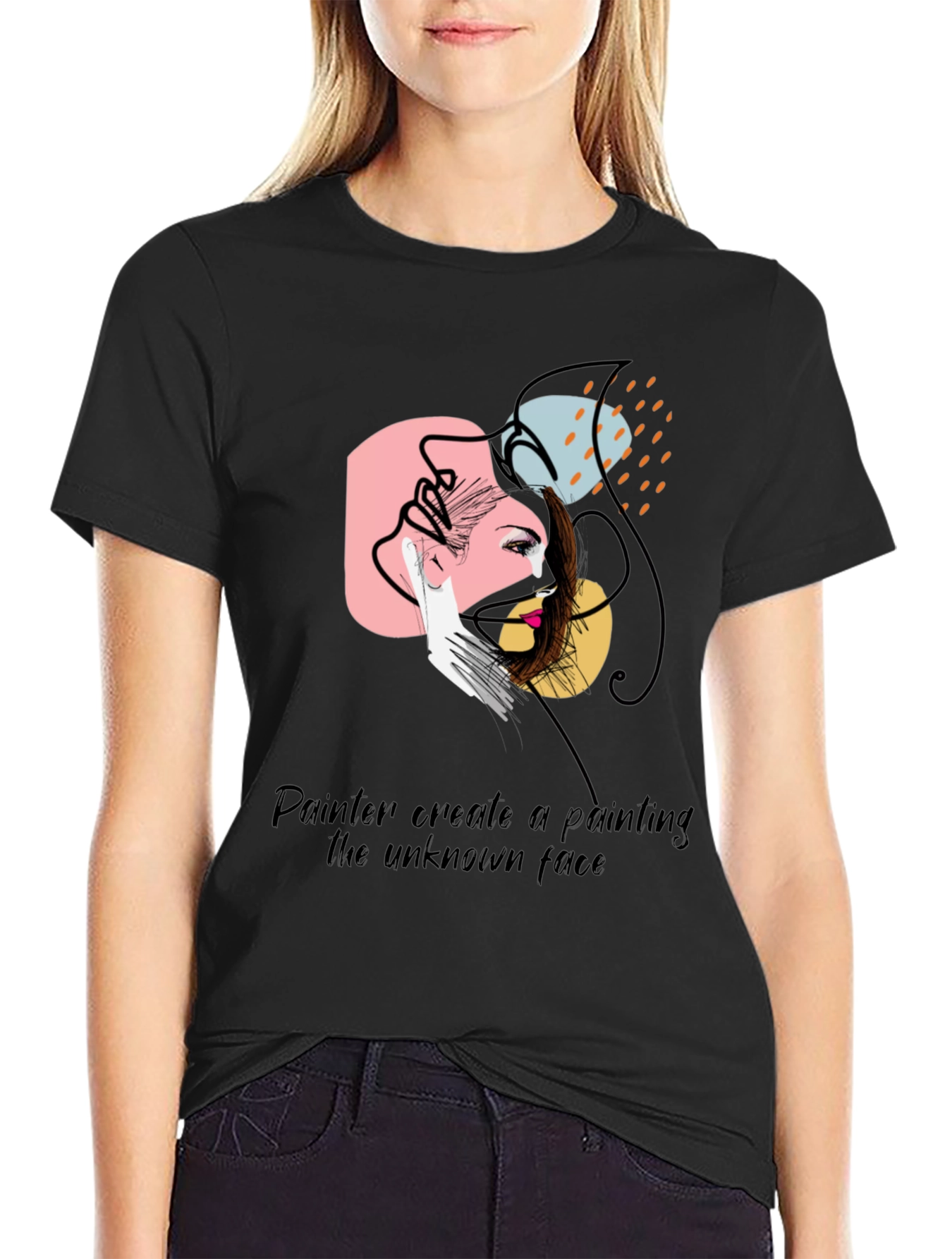 Abstract Face Graphic Tee - Painterly Design