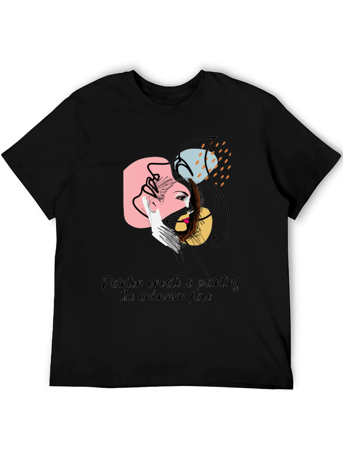 Abstract Face Graphic Tee - Painterly Design