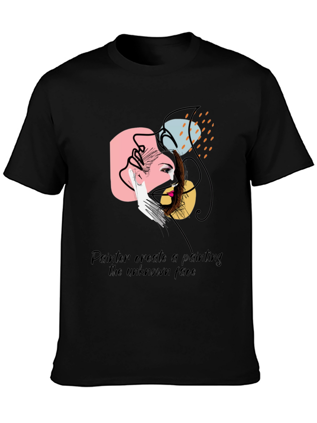 Abstract Face Graphic Tee - Painterly Design