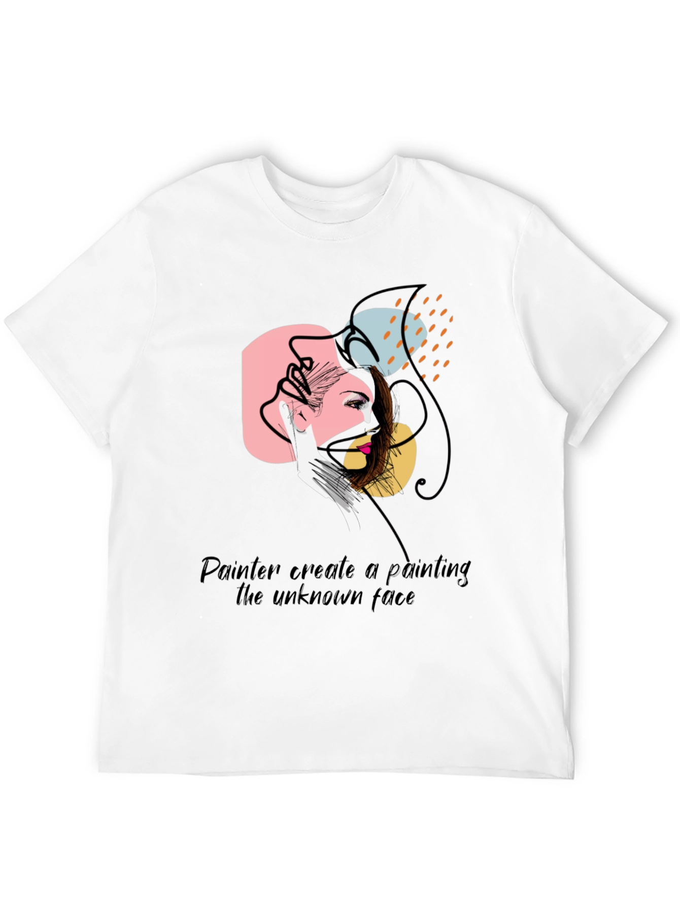 Abstract Face Graphic Tee - Painterly Design