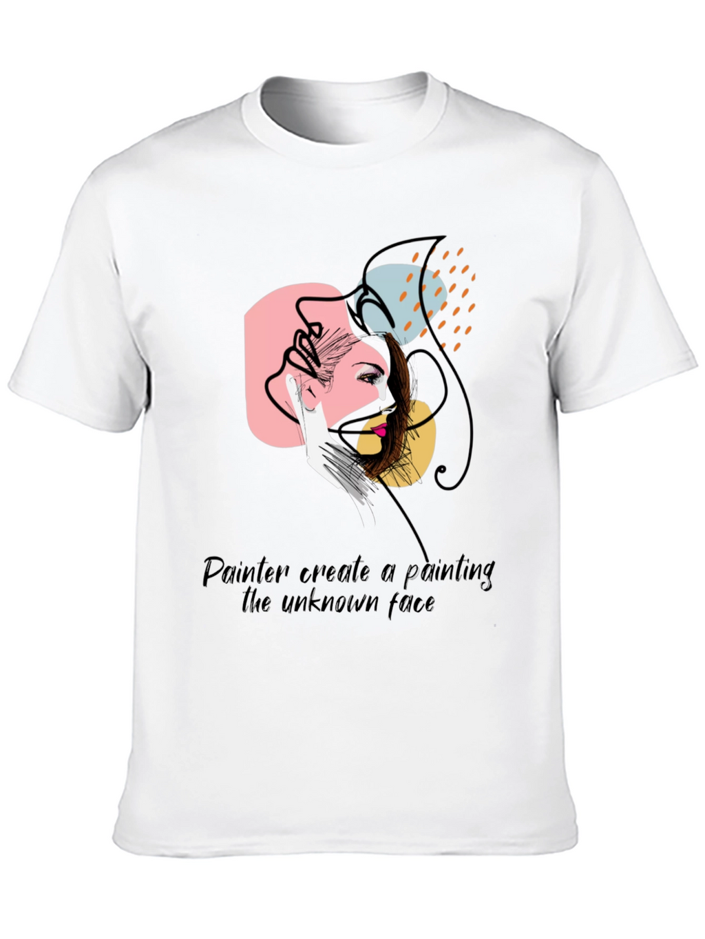 Abstract Face Graphic Tee - Painterly Design