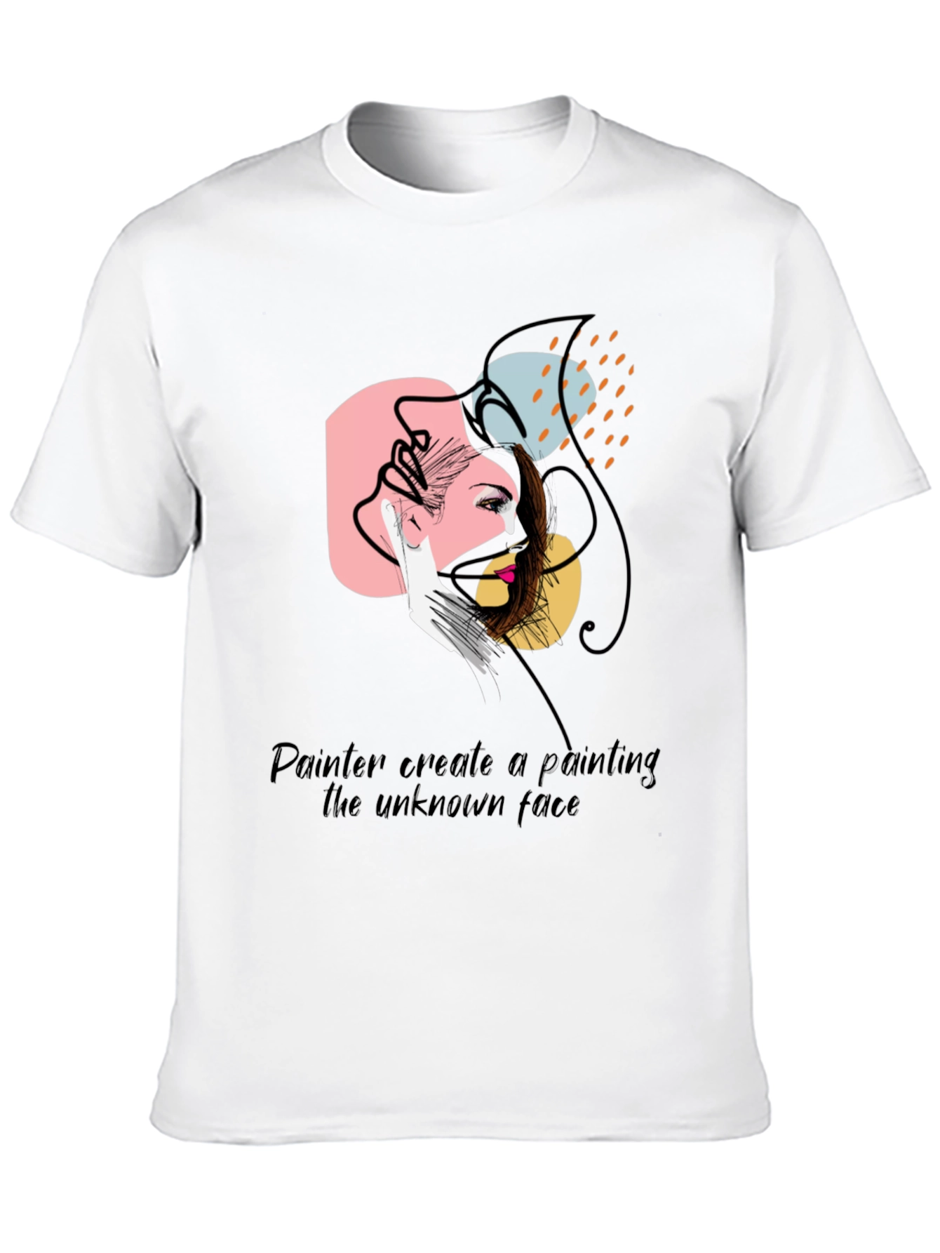 Abstract Face Graphic Tee - Painterly Design