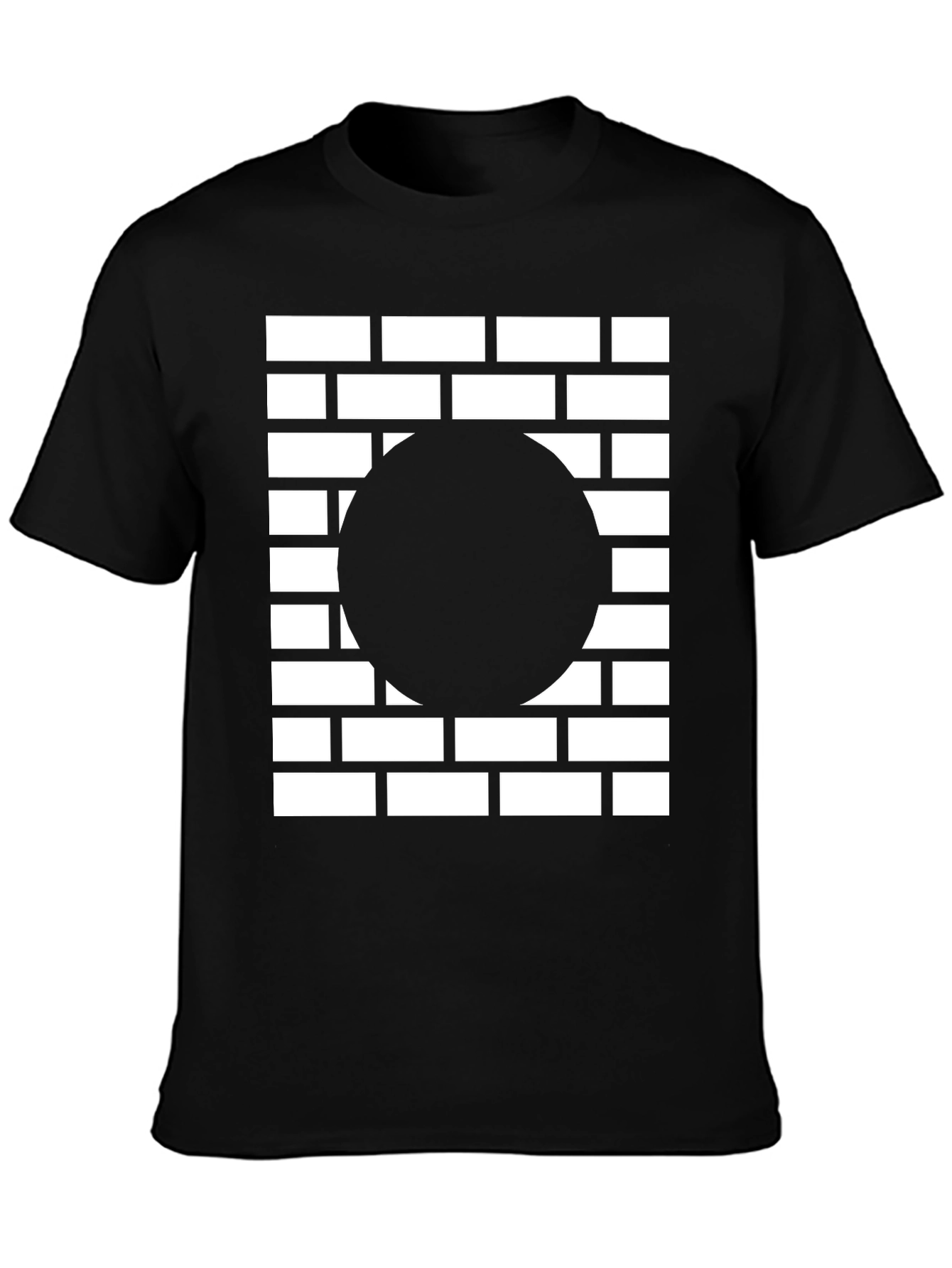 Abstract Brick Wall Circle Graphic Tee - Black