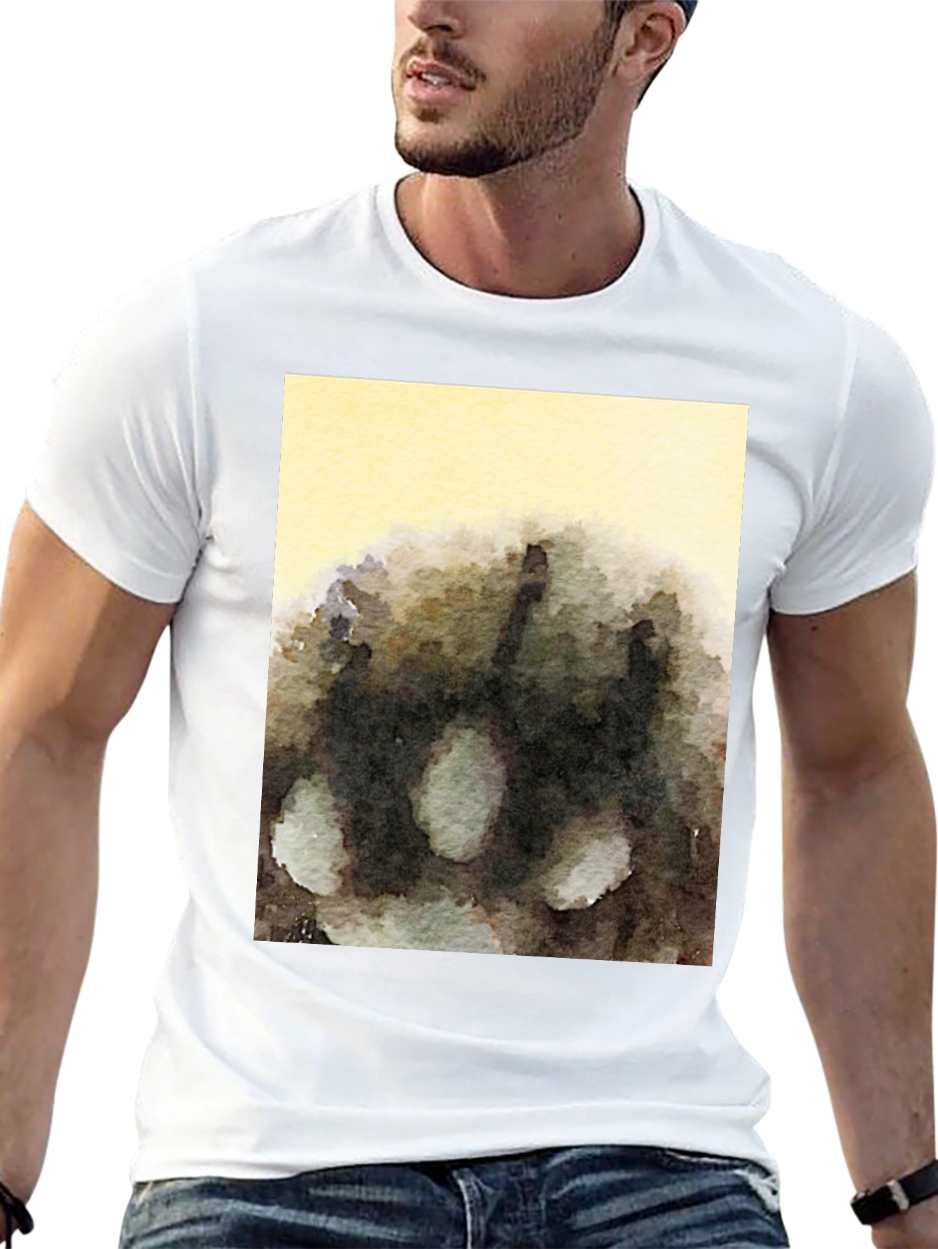 Abstract Watercolor Graphic Tee - Casual Style