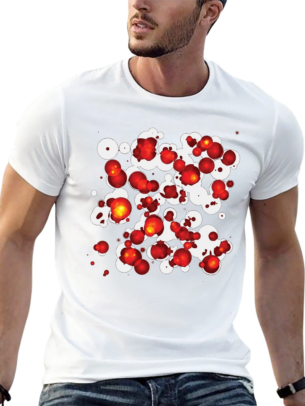 Abstract Sphere Print Black T-Shirt