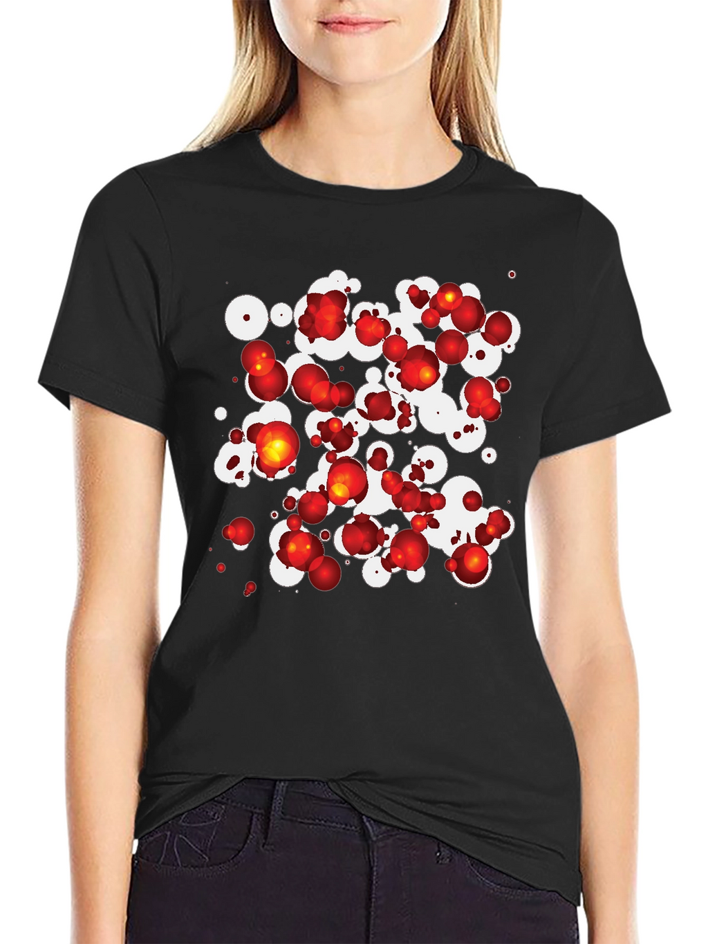 Abstract Sphere Print Black T-Shirt