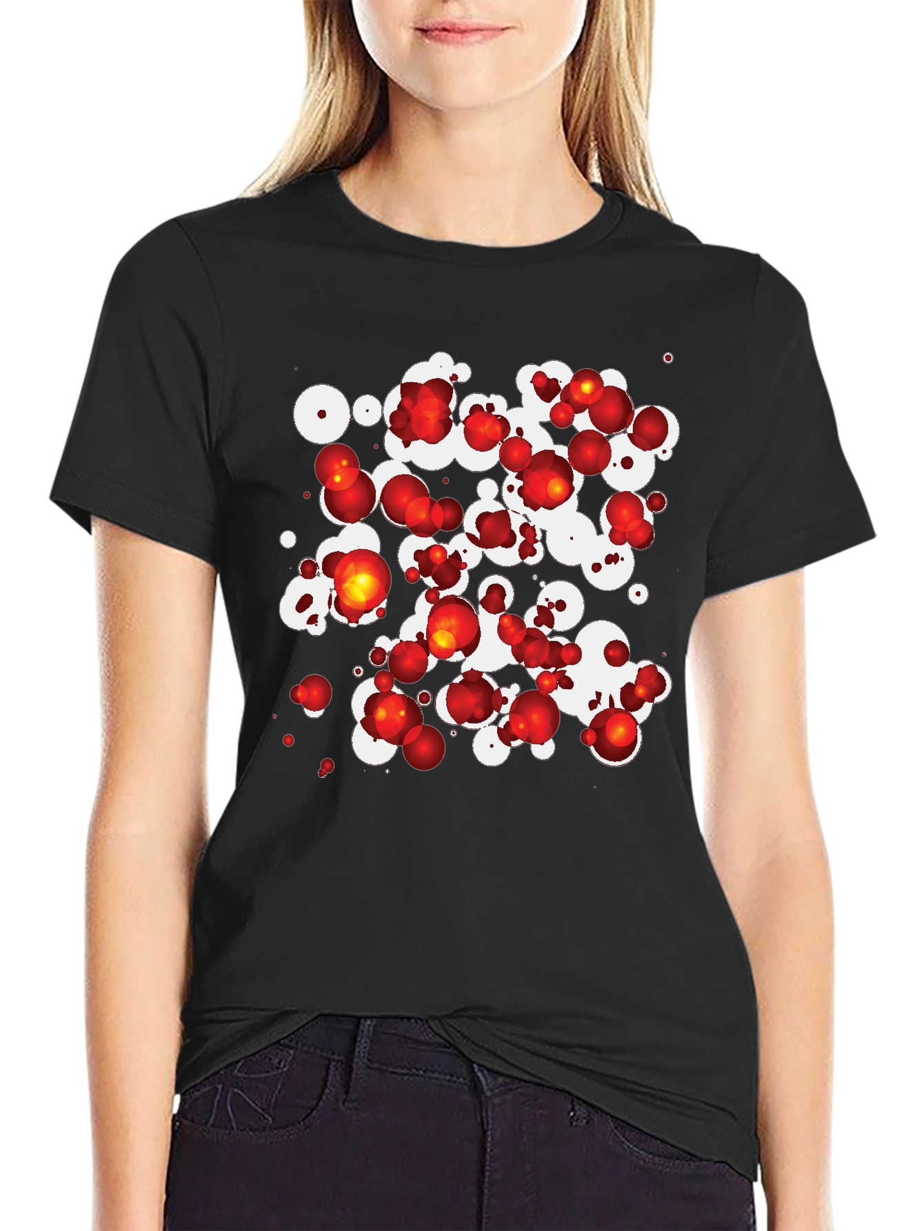 Abstract Sphere Print Black T-Shirt