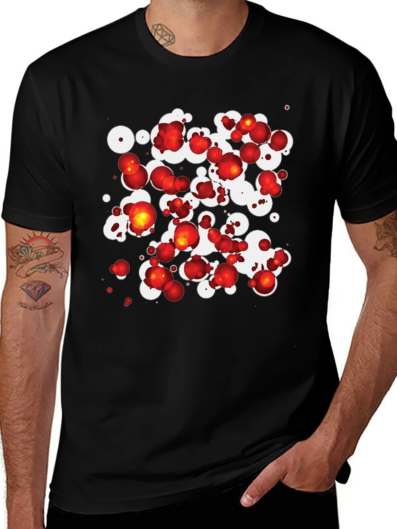 Abstract Sphere Print Black T-Shirt