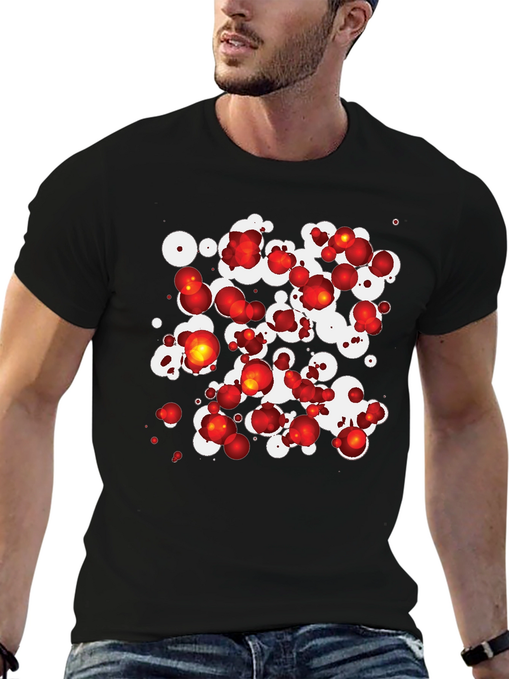 Abstract Sphere Print Black T-Shirt