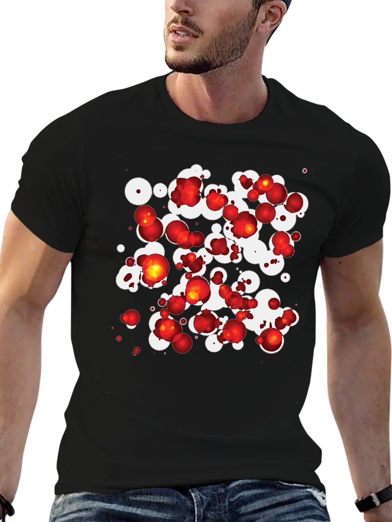 Abstract Sphere Print Black T-Shirt
