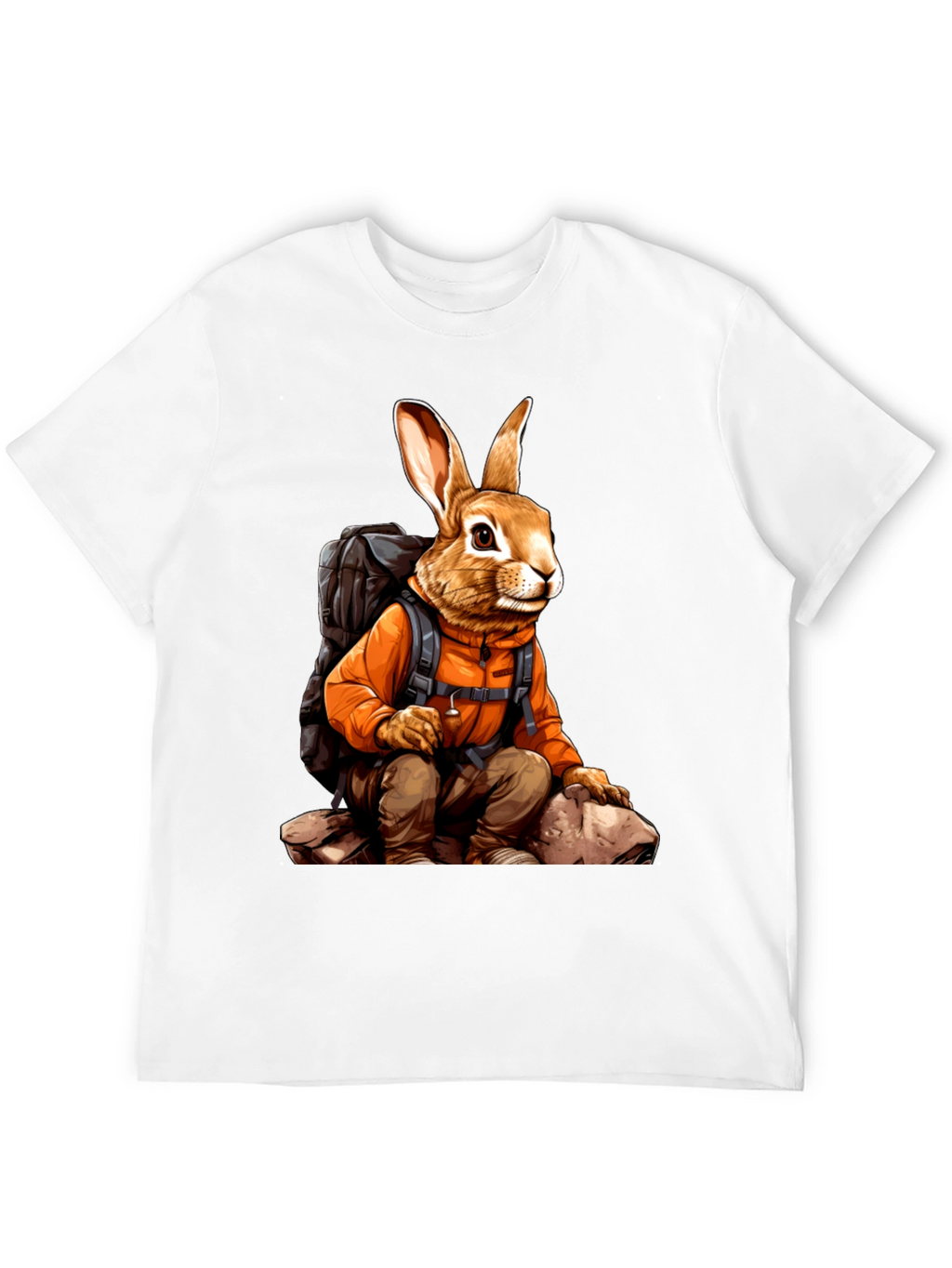 Adventurous Hiking Rabbit Graphic Tee