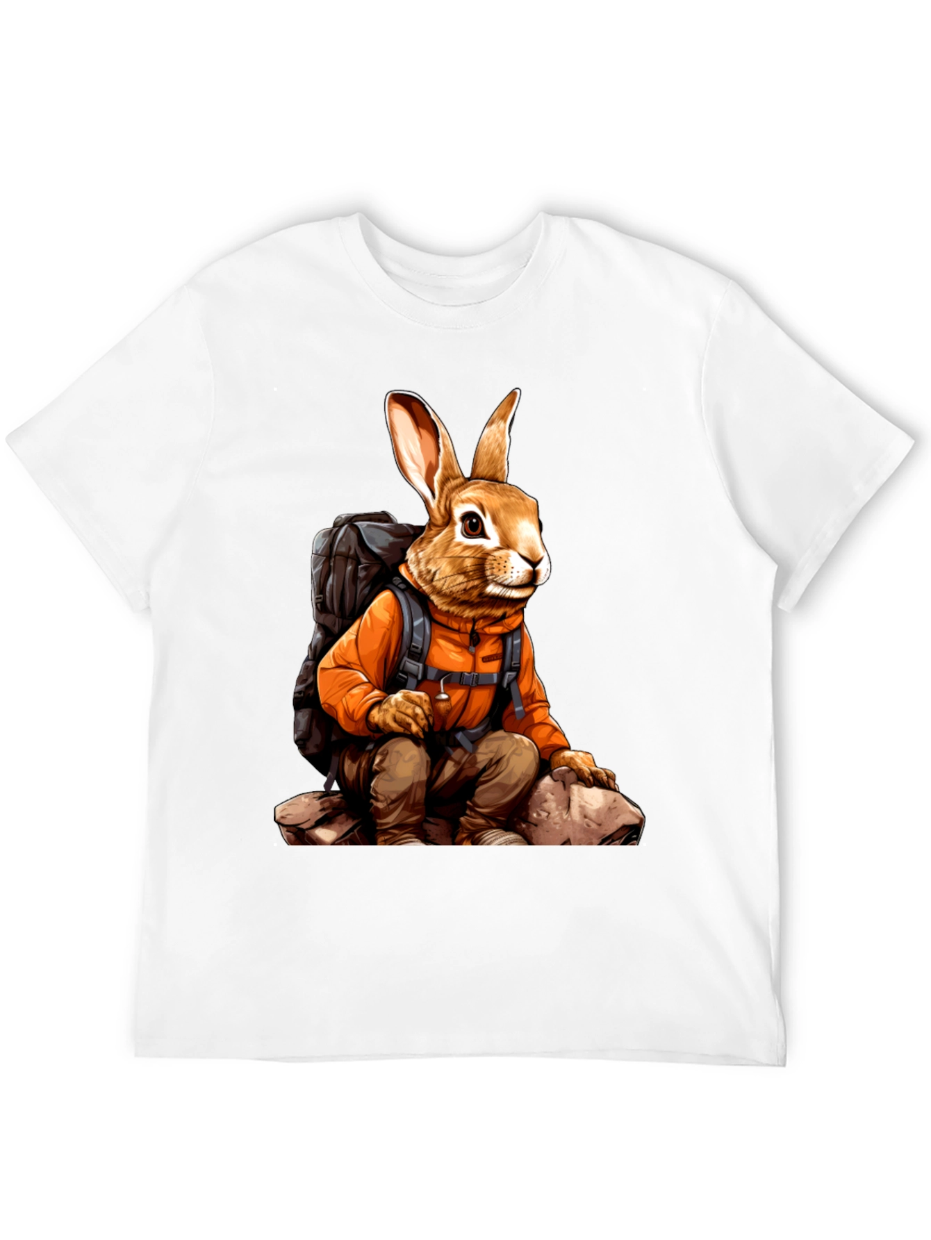 Adventurous Hiking Rabbit Graphic Tee