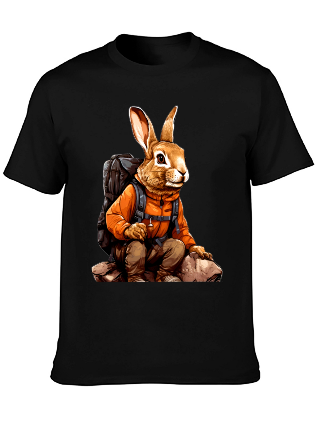 Adventurous Hiking Rabbit Graphic Tee