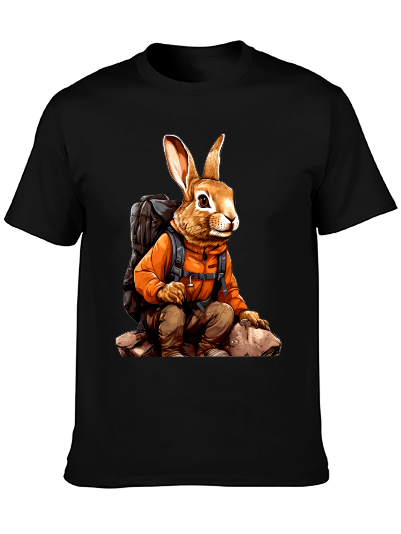 Adventurous Hiking Rabbit Graphic Tee