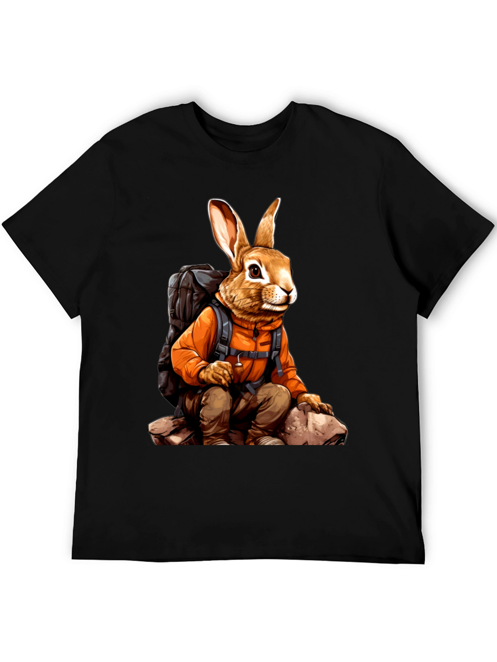 Adventurous Hiking Rabbit Graphic Tee