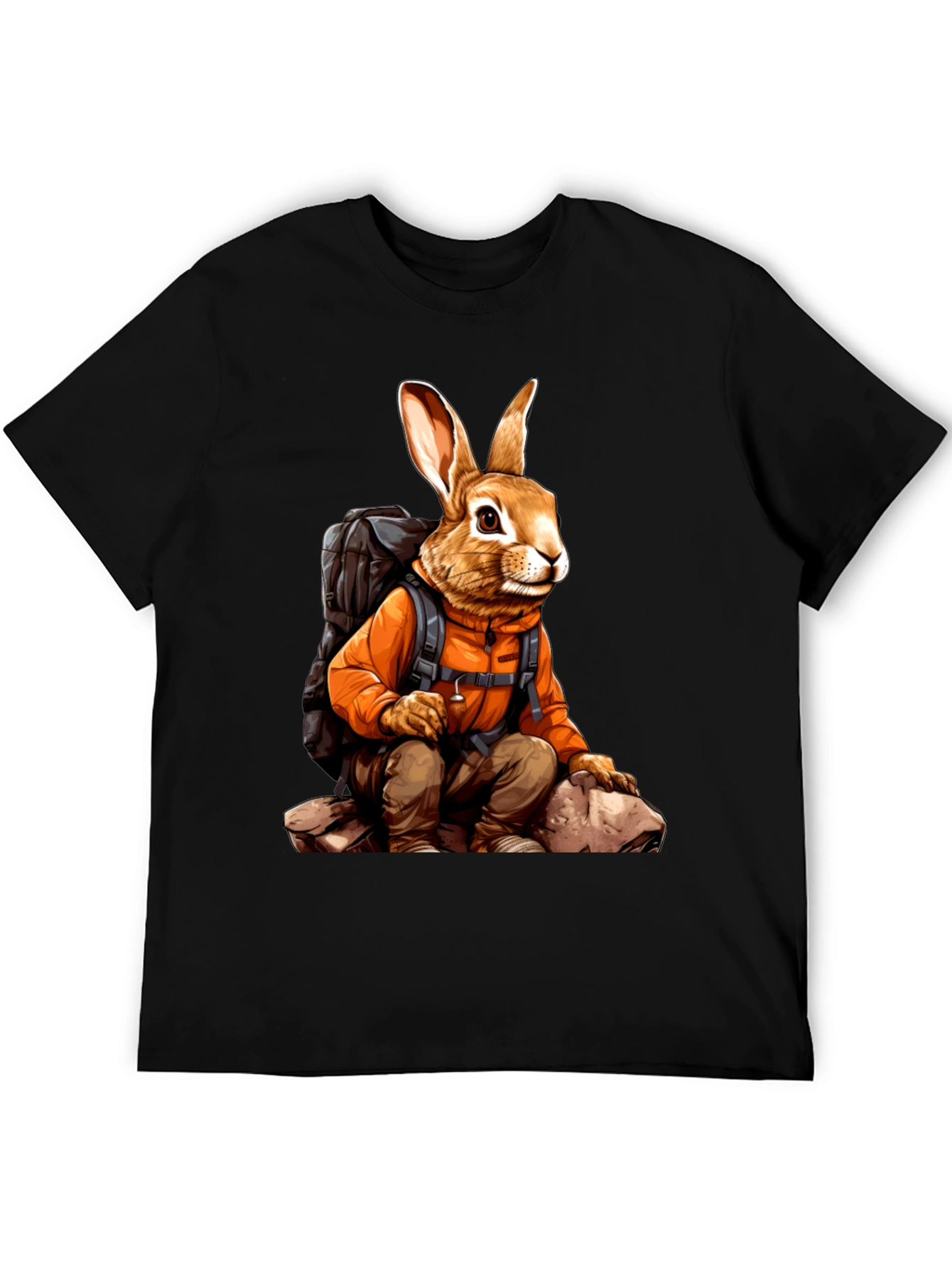 Adventurous Hiking Rabbit Graphic Tee