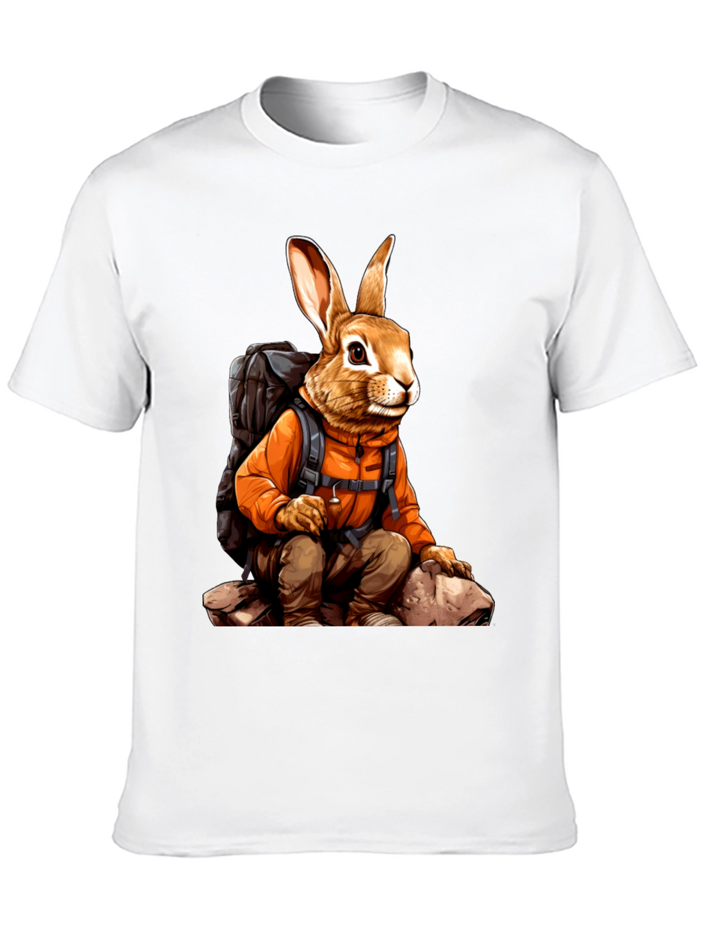 Adventurous Hiking Rabbit Graphic Tee