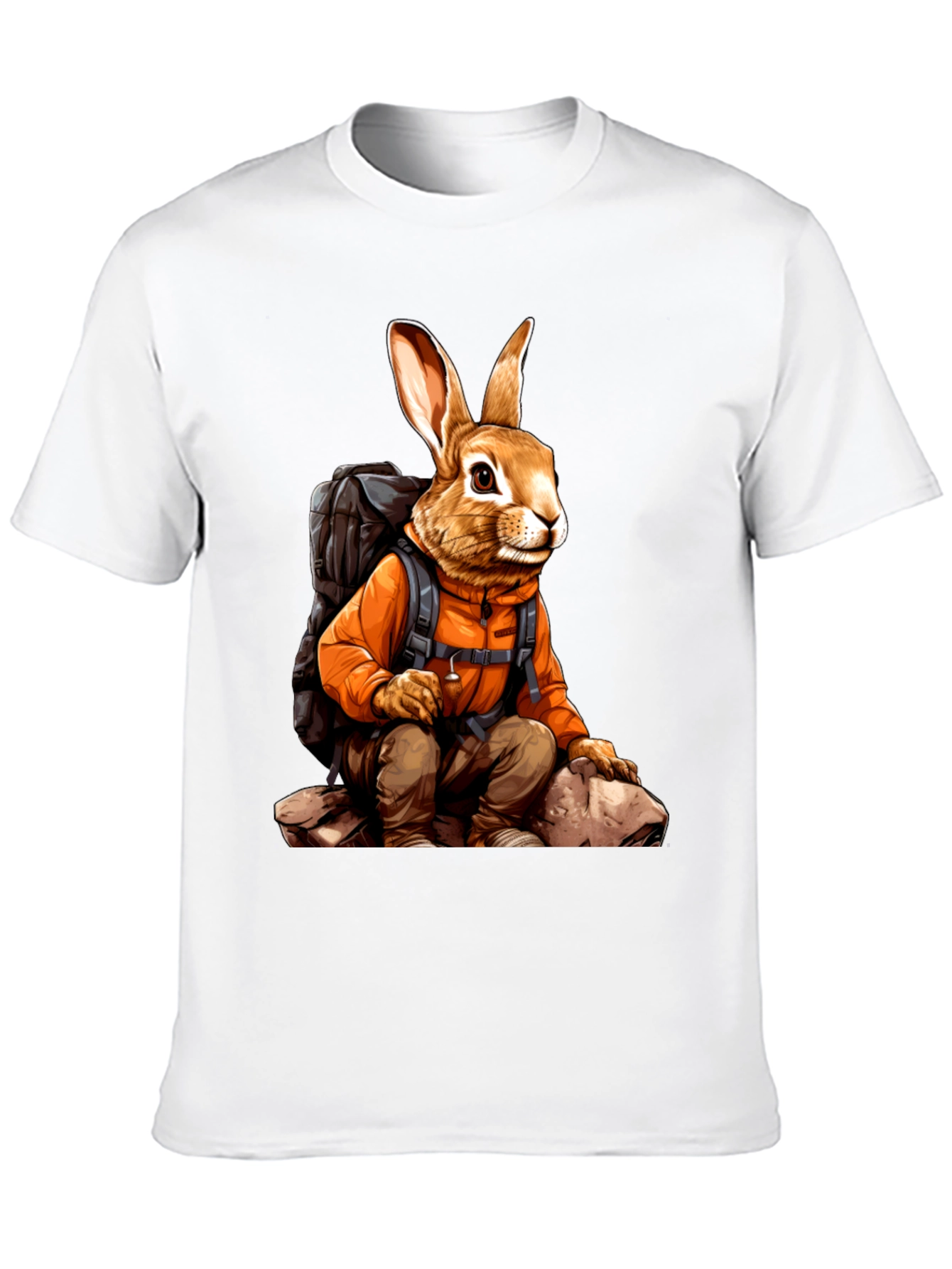 Adventurous Hiking Rabbit Graphic Tee