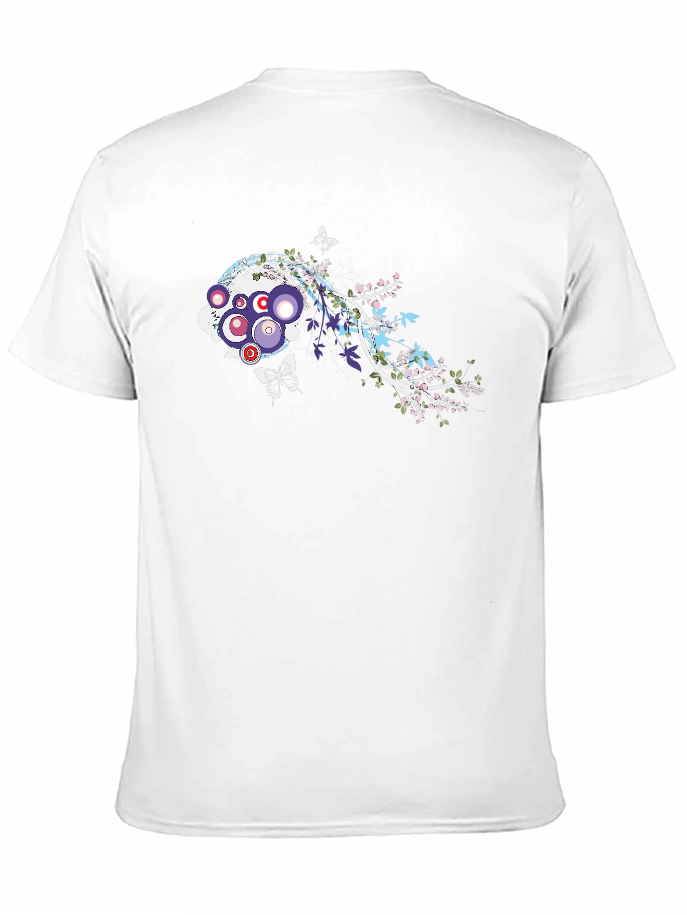Abstract Floral Butterfly Graphic Black T-Shirt