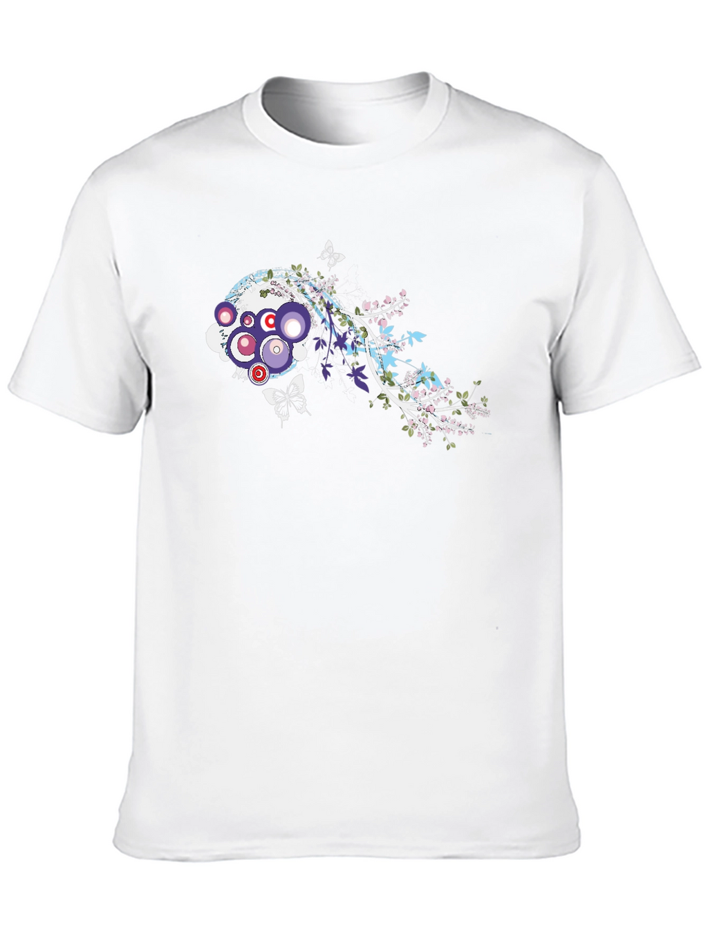 Abstract Floral Butterfly Graphic Black T-Shirt