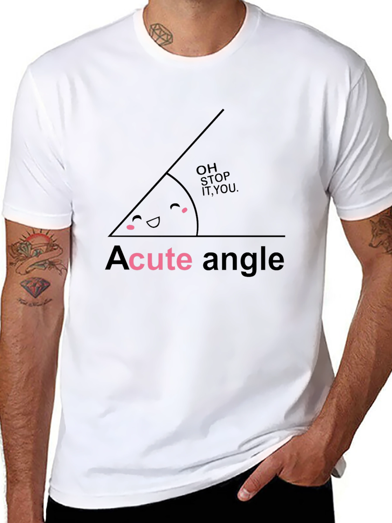 Acute Angle Funny Math Pun Black T-Shirt