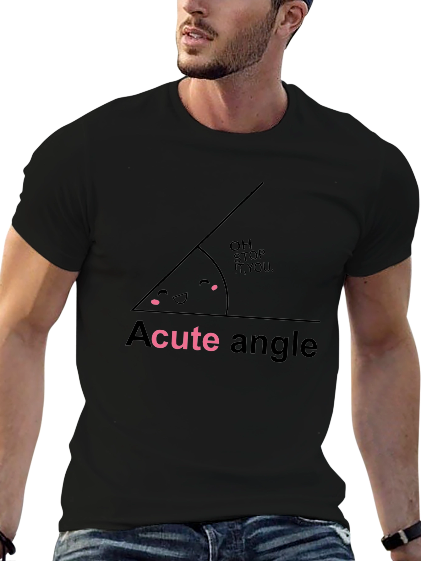 Acute Angle Funny Math Pun Black T-Shirt