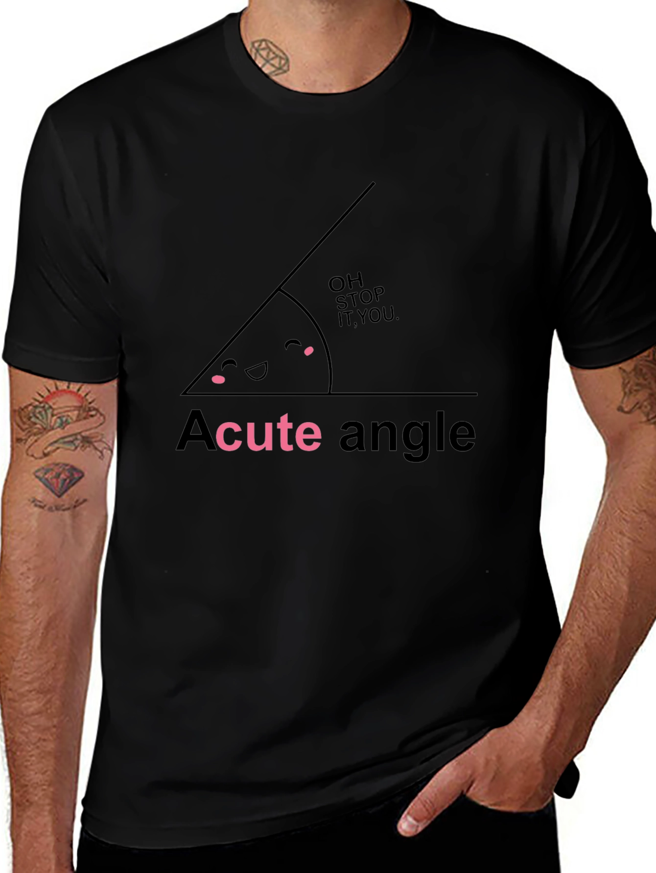 Acute Angle Funny Math Pun Black T-Shirt