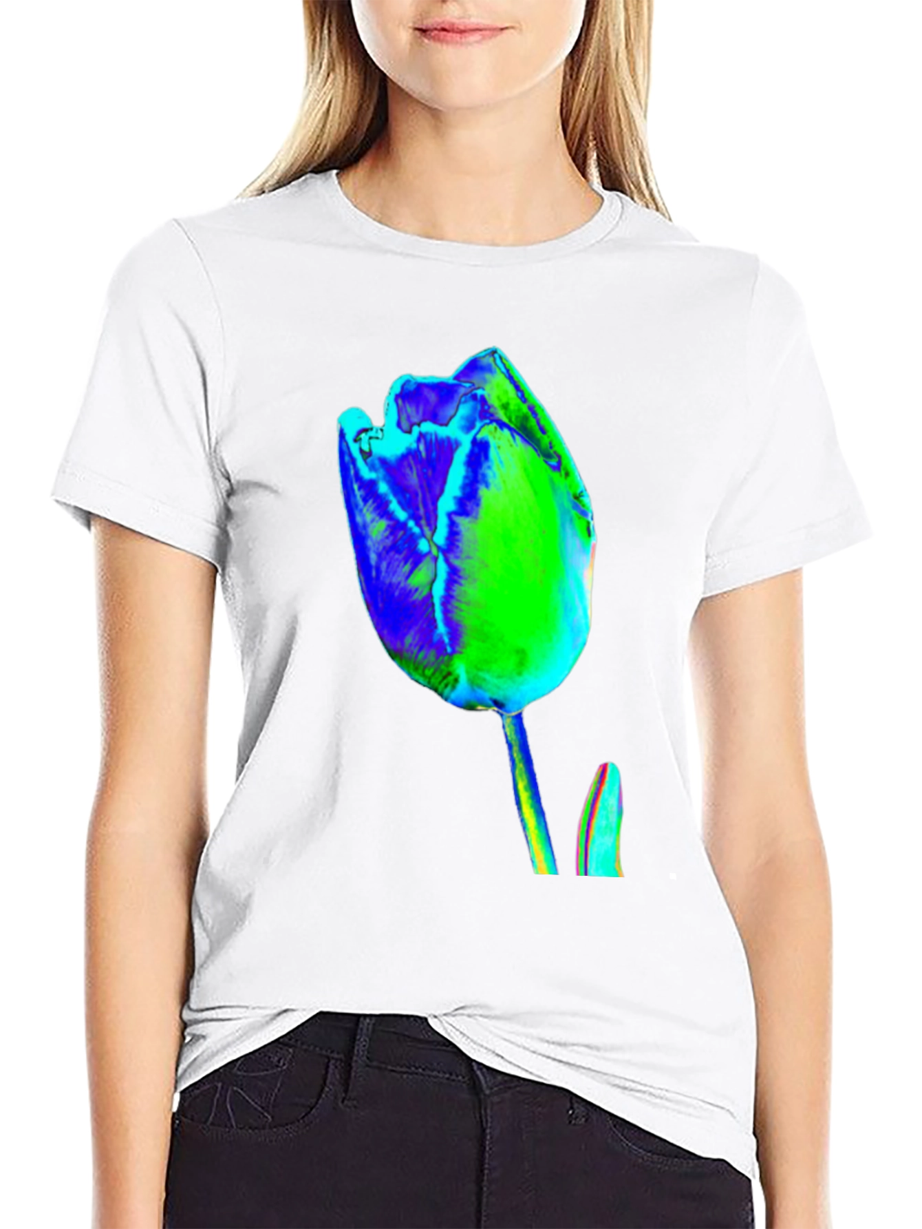 Abstract Tulip Graphic Print Tee