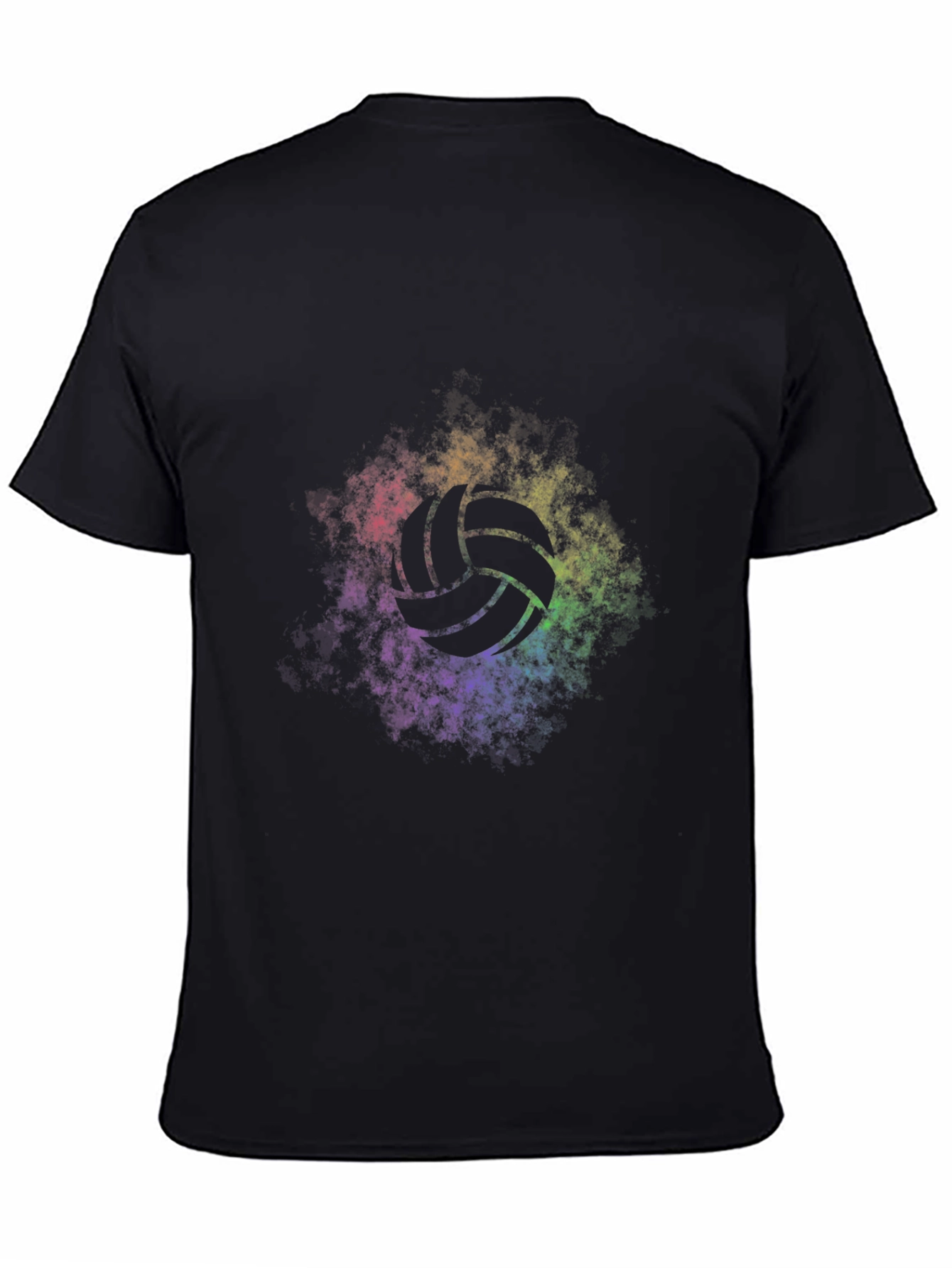 Volleyball Rainbow Graphic Tee - Soft Black T-Shirt