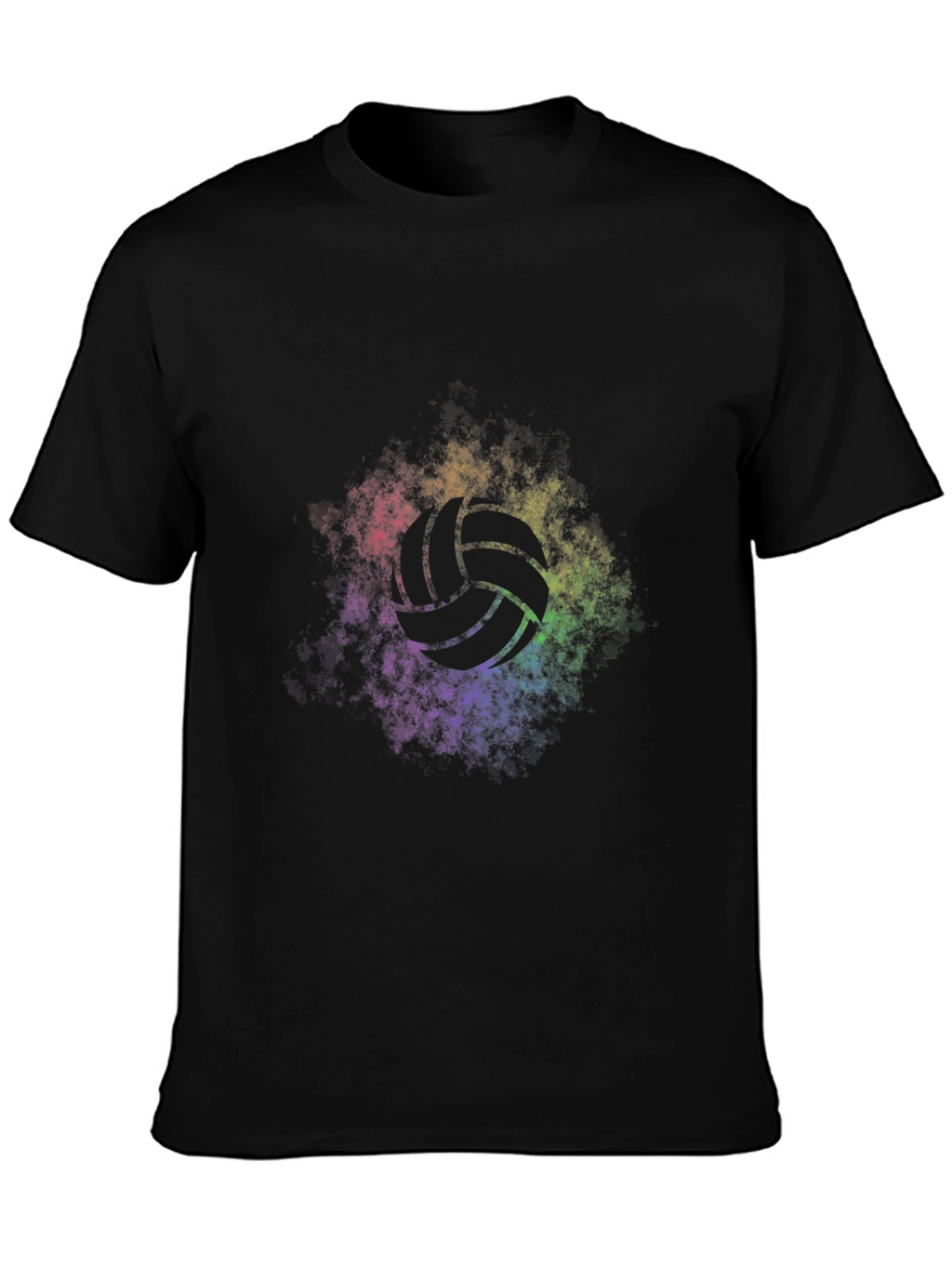 Volleyball Rainbow Graphic Tee - Soft Black T-Shirt