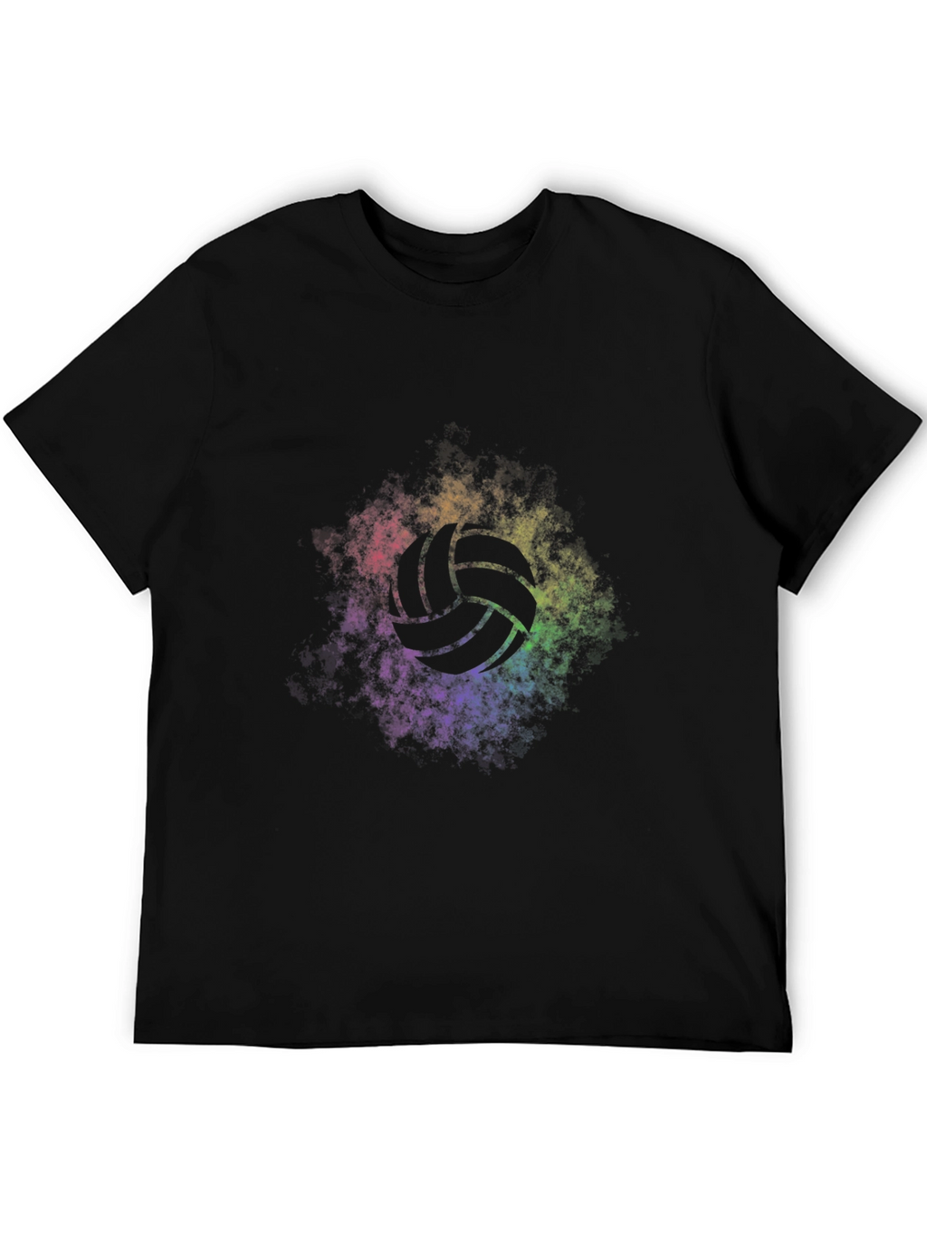 Volleyball Rainbow Graphic Tee - Soft Black T-Shirt