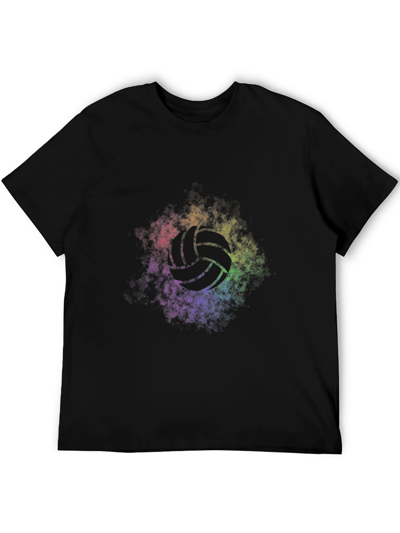 Volleyball Rainbow Graphic Tee - Soft Black T-Shirt