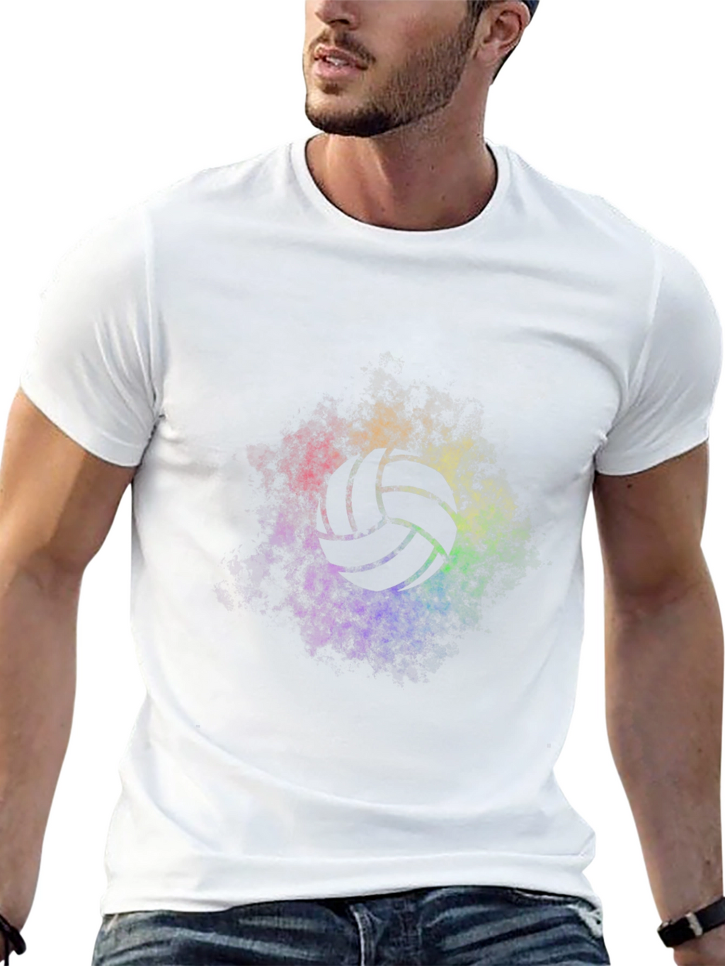 Volleyball Rainbow Graphic Tee - Soft Black T-Shirt