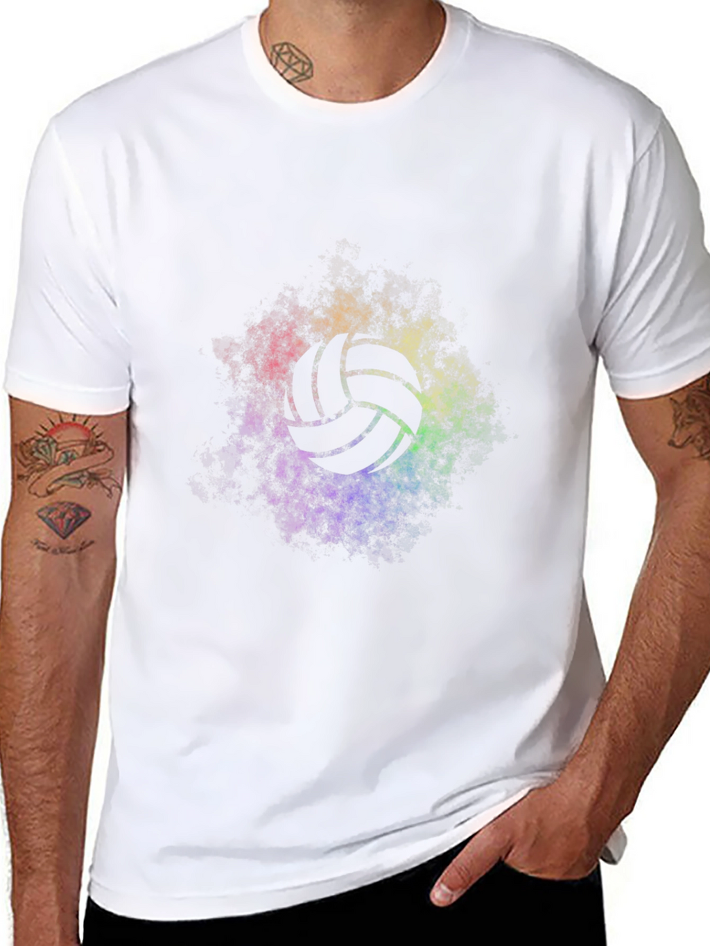 Volleyball Rainbow Graphic Tee - Soft Black T-Shirt