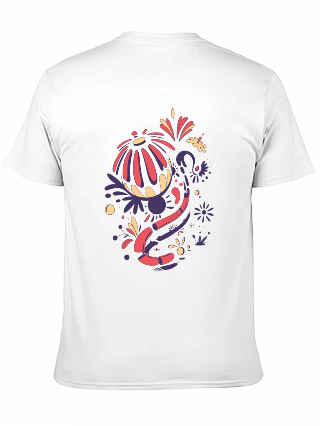 Abstract Floral Design Black T-Shirt