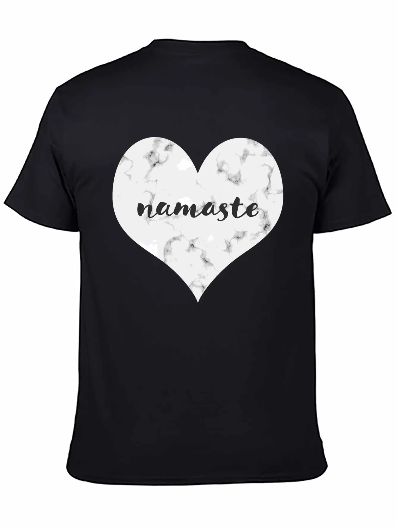 "NAMASTE" Marble Heart Unisex Casual T-Shirt – Clean Design For Daily Comfort