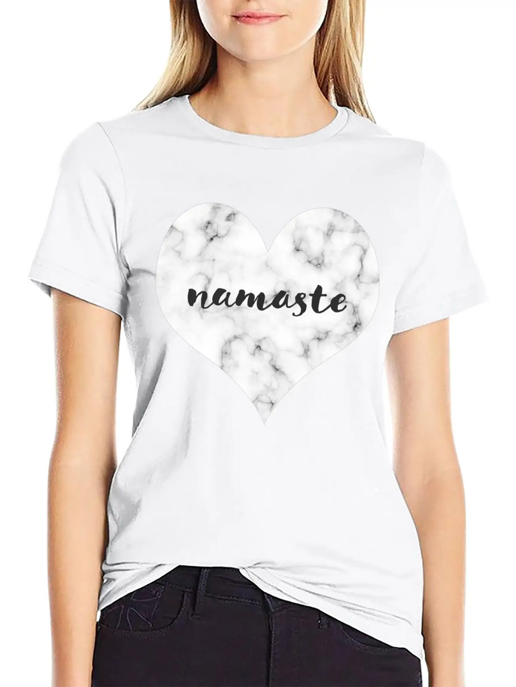 "NAMASTE" Marble Heart Unisex Casual T-Shirt – Clean Design For Daily Comfort