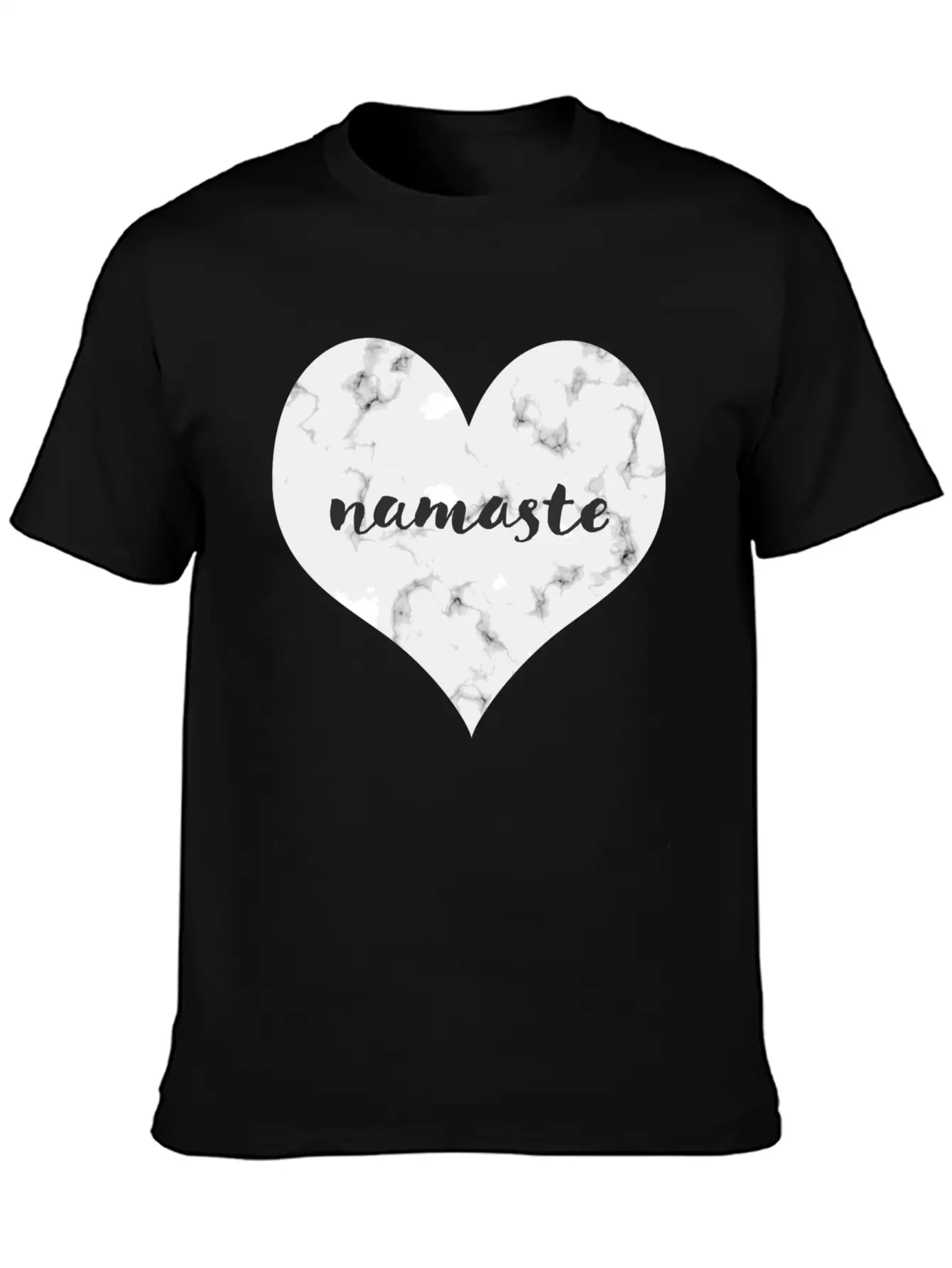 "NAMASTE" Marble Heart Unisex Casual T-Shirt – Clean Design For Daily Comfort