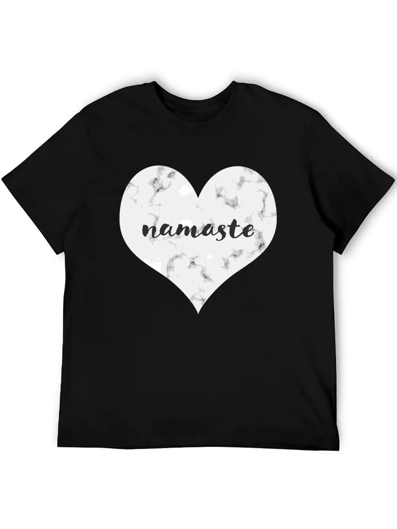 "NAMASTE" Marble Heart Unisex Casual T-Shirt – Clean Design For Daily Comfort