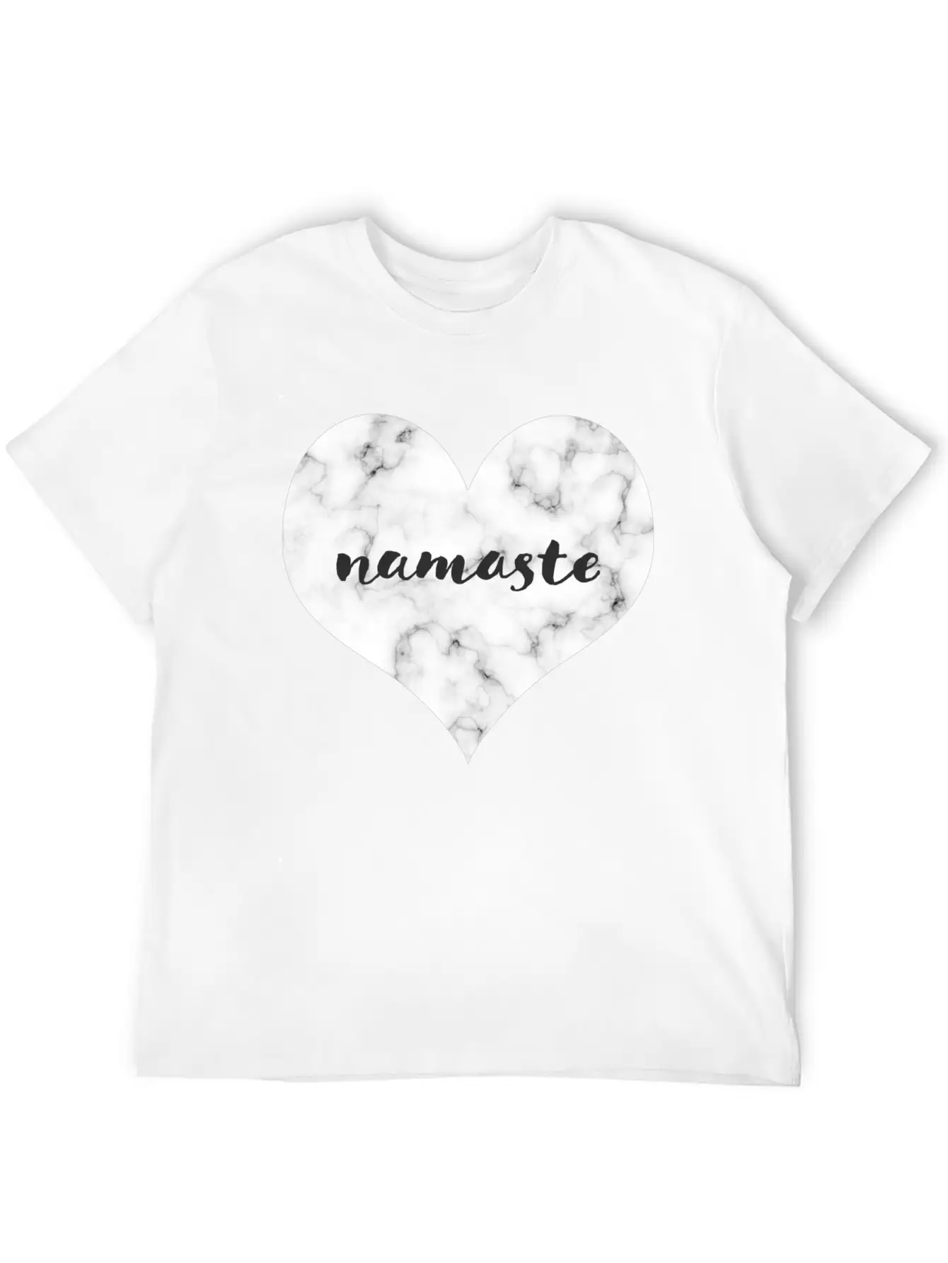 "NAMASTE" Marble Heart Unisex Casual T-Shirt – Clean Design For Daily Comfort