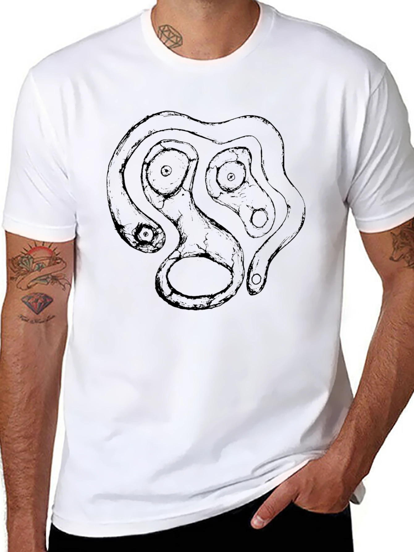Abstract Face Graphic Black T-Shirt