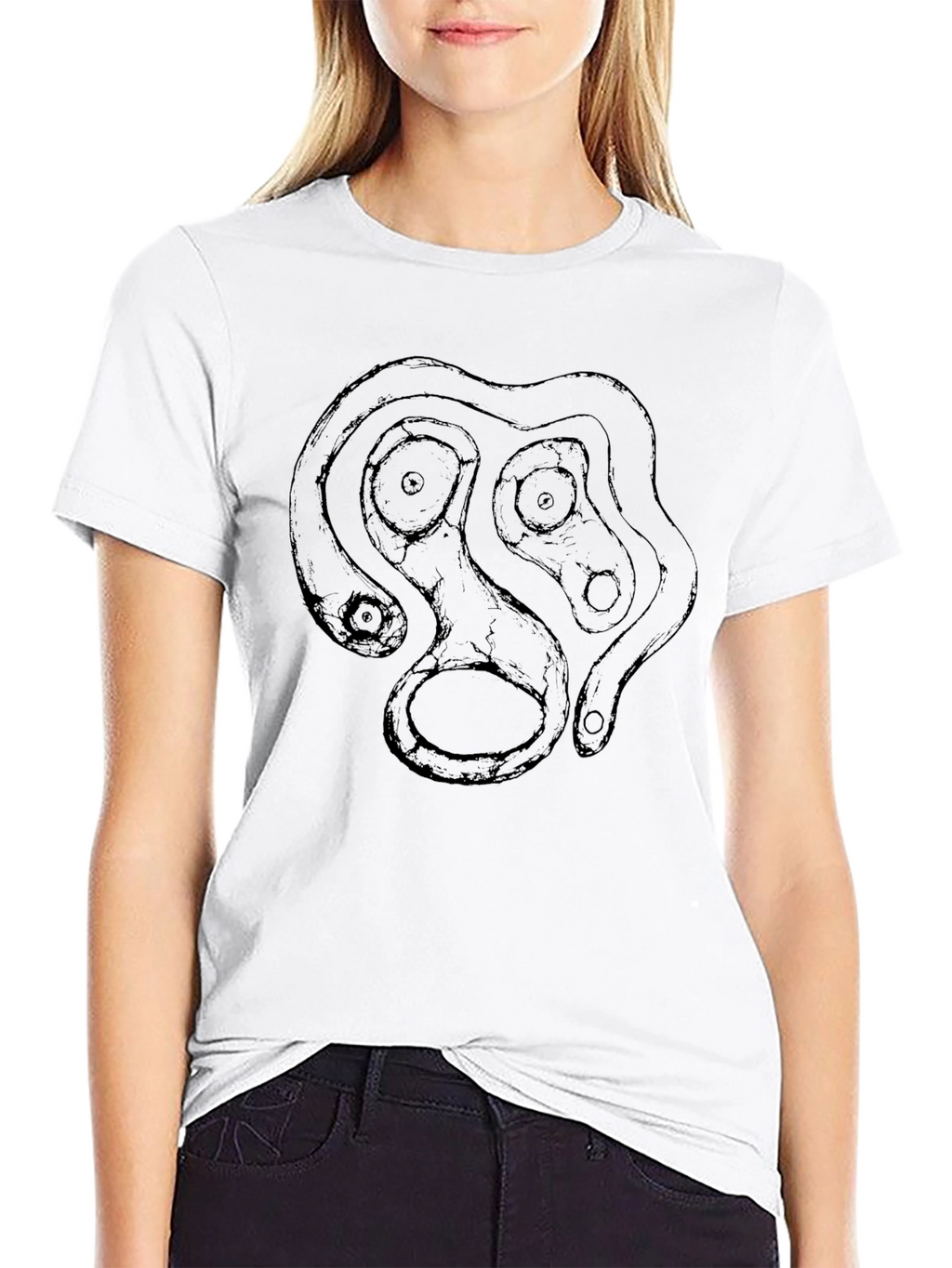 Abstract Face Graphic Black T-Shirt