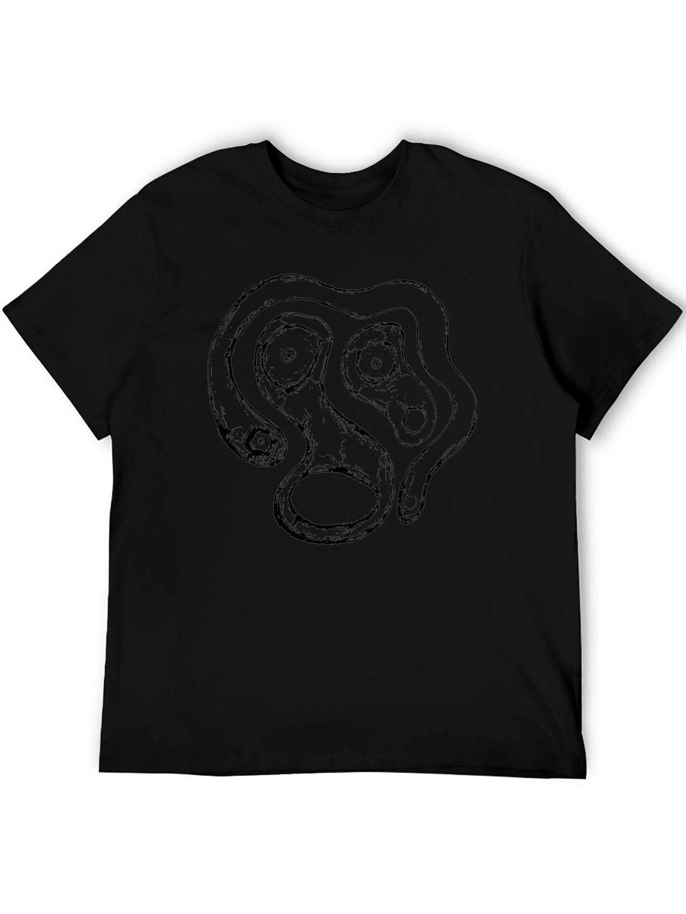 Abstract Face Graphic Black T-Shirt
