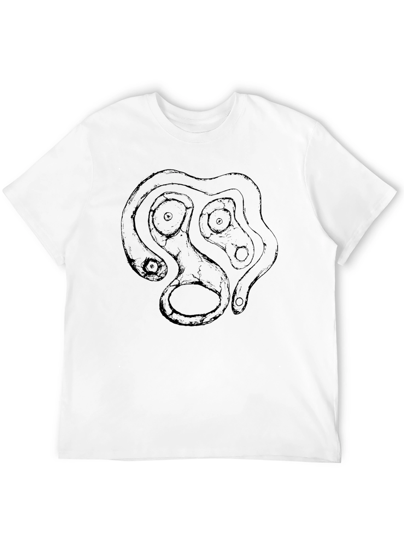 Abstract Face Graphic Black T-Shirt