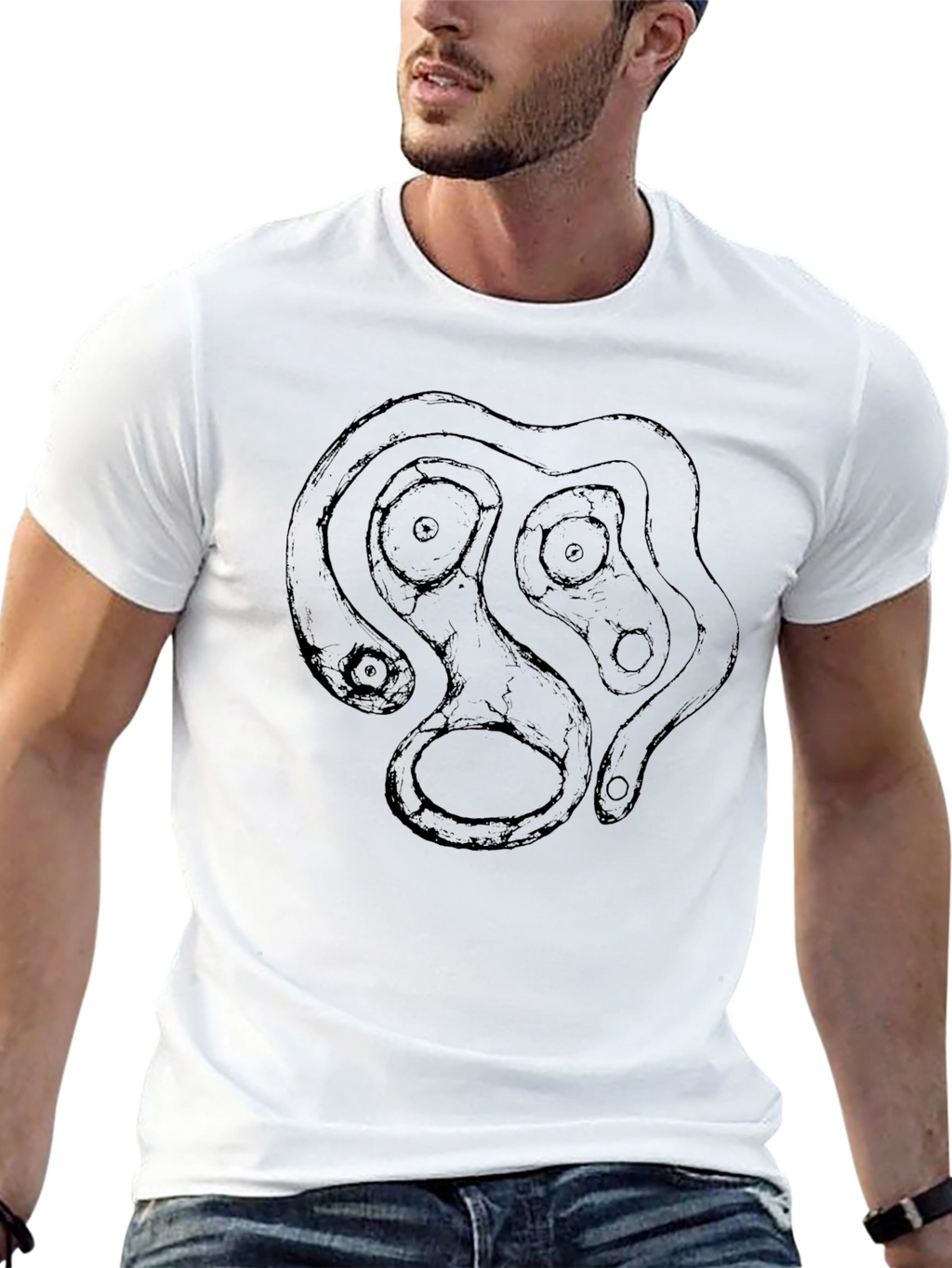 Abstract Face Graphic Black T-Shirt
